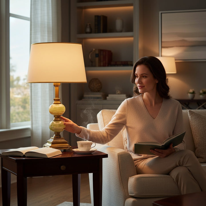 Brass Luxe Onyx Side Table Lamp