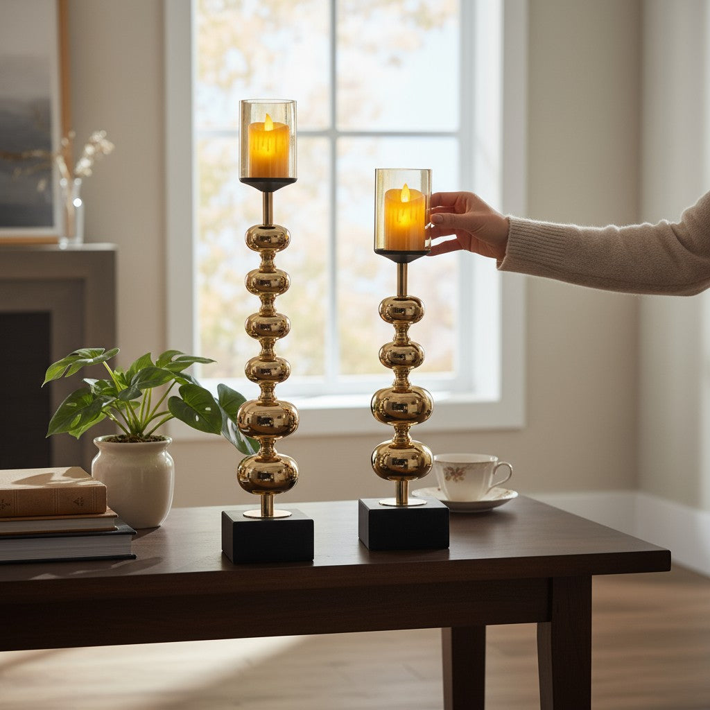 Luxe Modern Metallic Candle Stand