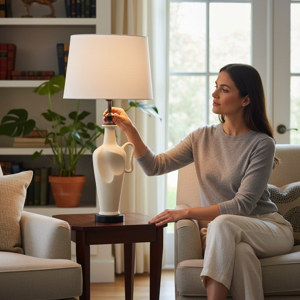 Sculpted Serenity Ceramic Table Lamp