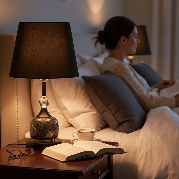 Modern Marble-Effect Table Lamp