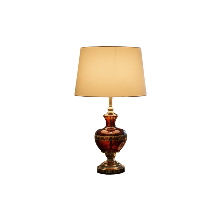 Versace-Style Maroon Side Table Lamp