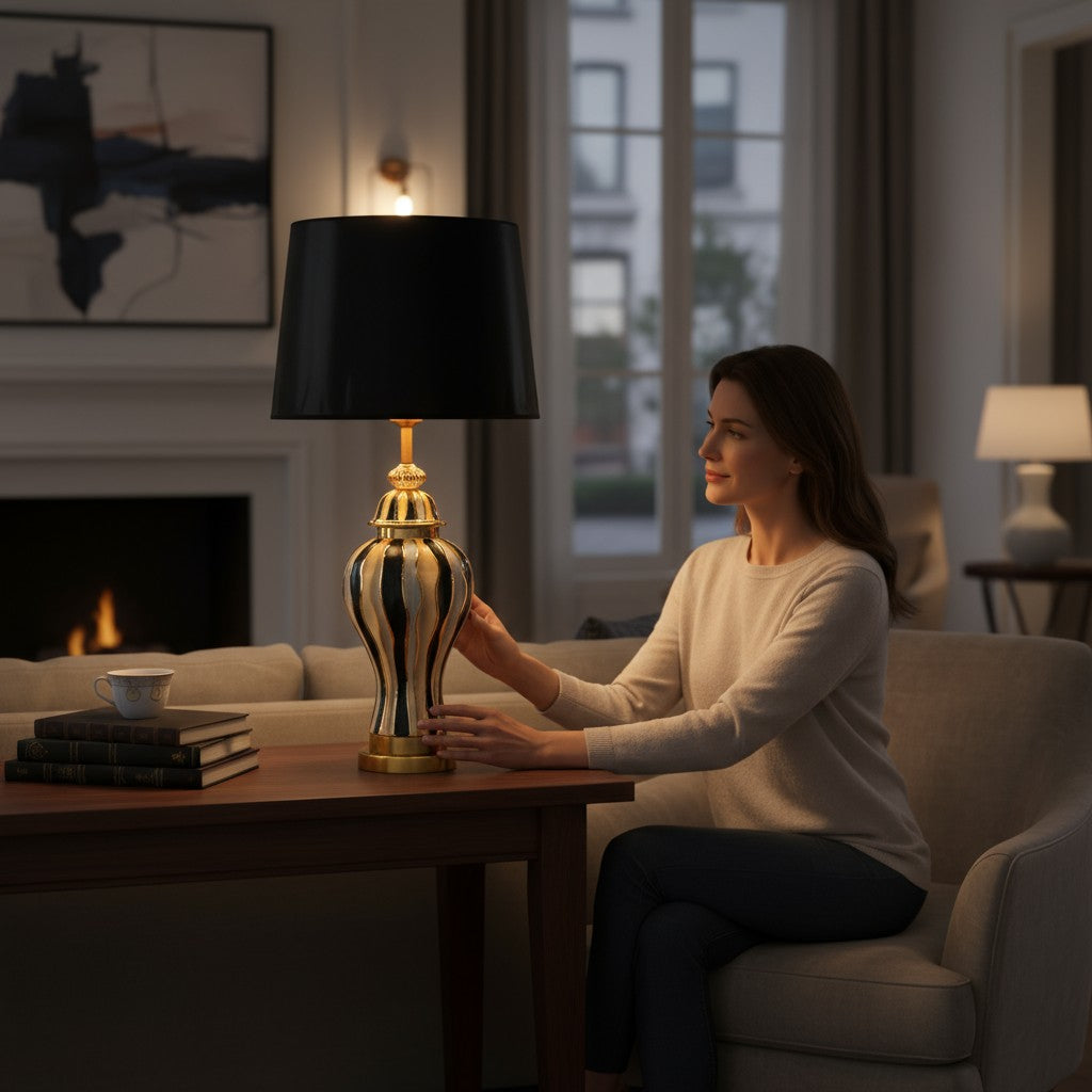 Monarch Crest Porcelain Side Lamp