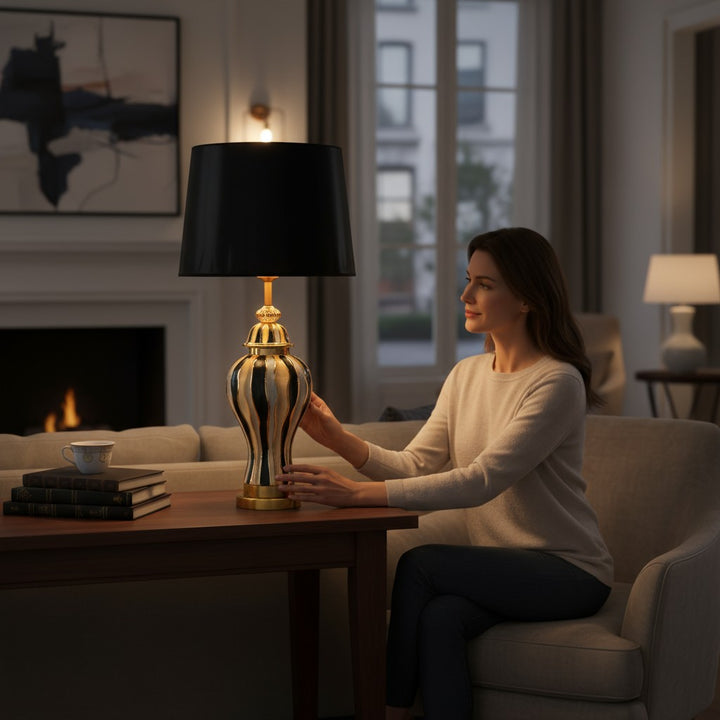 Monarch Crest Porcelain Side Lamp