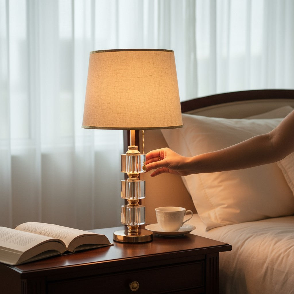 Tressa Sculptural Brass Crystal Table Lamp