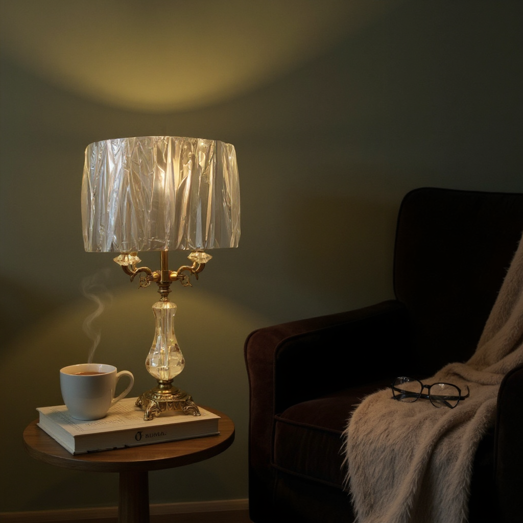 Vintage Heavy Crystal & Brass Side Table Lamp