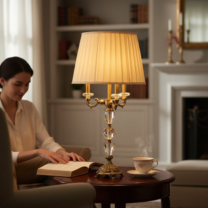 Opaline Luxe Brass & Crystal Lamp