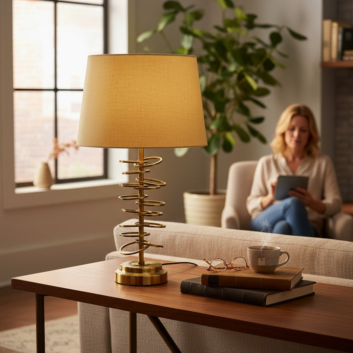 Helia Contemporary Brass Side Lamp