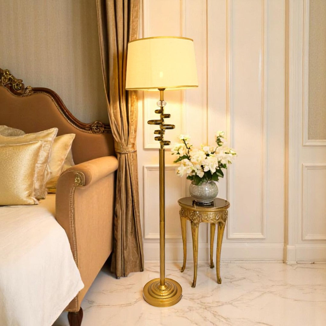 Aurelia Glow – Brass Metallic Floor Lamp