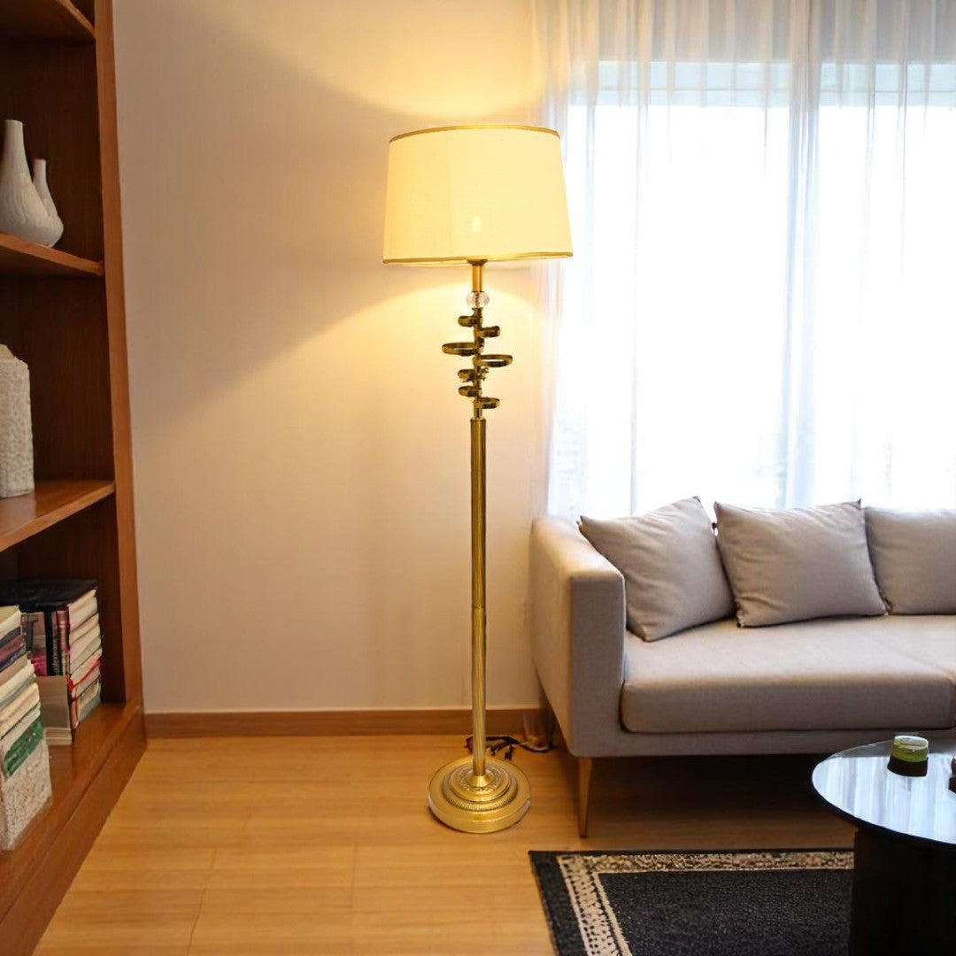Aurelia Glow – Brass Metallic Floor Lamp