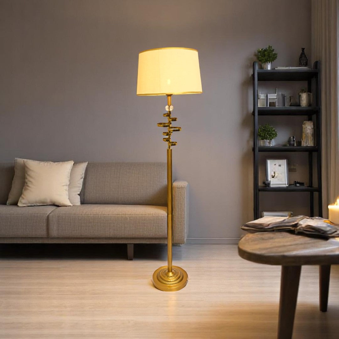 Aurelia Glow – Brass Metallic Floor Lamp