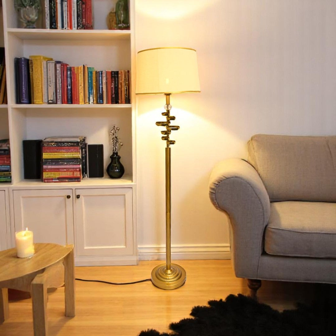 Aurelia Glow – Brass Metallic Floor Lamp