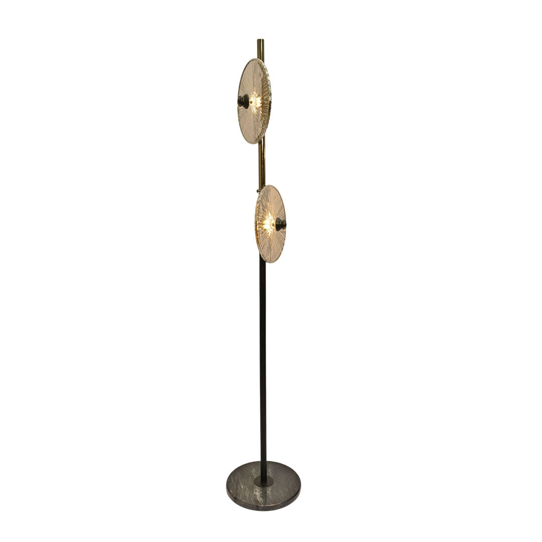 Noir Gleam – Black Crystal & Brass Floor Lamp