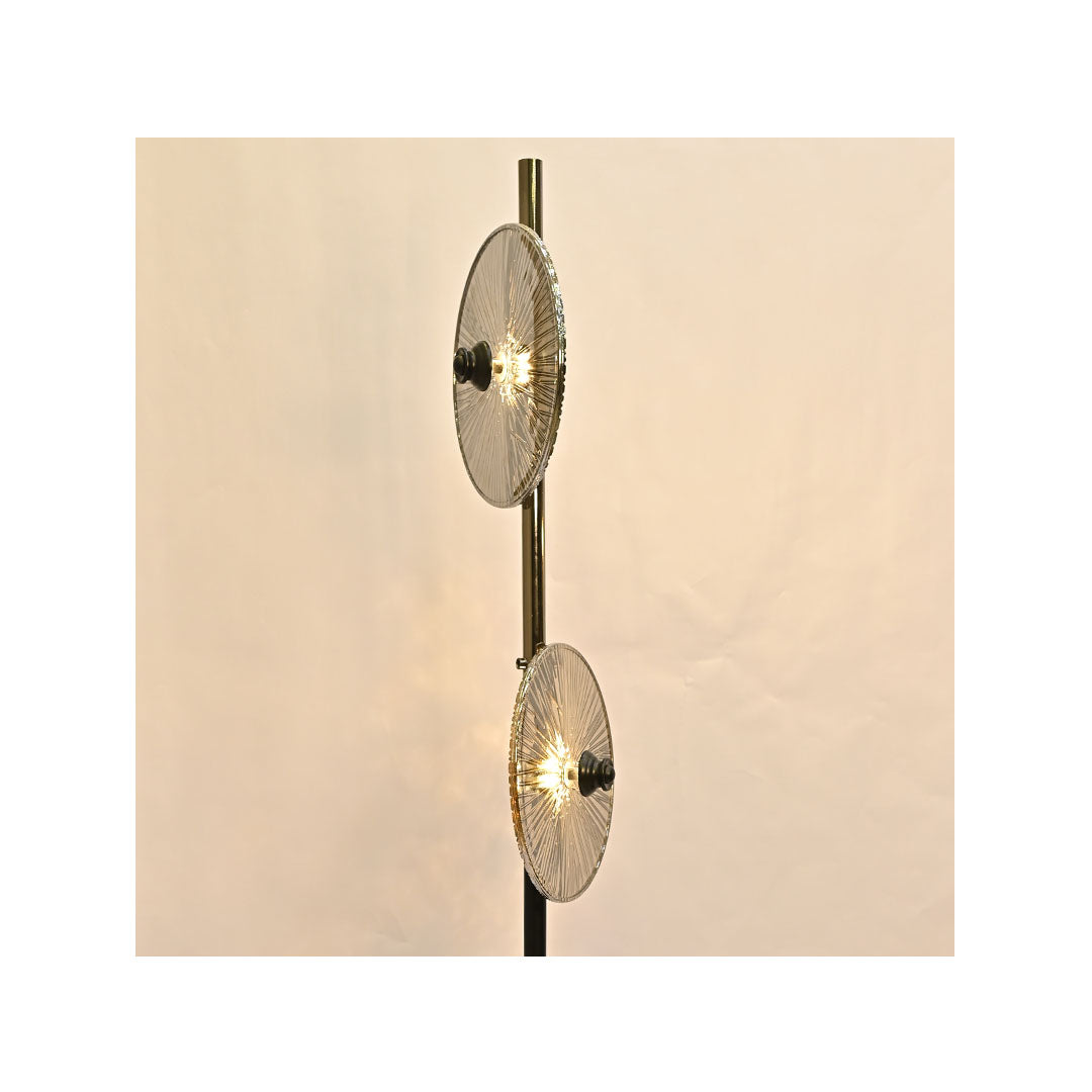 Noir Gleam – Black Crystal & Brass Floor Lamp