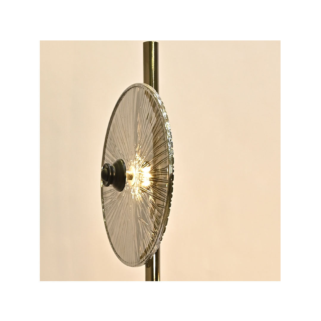 Noir Gleam – Black Crystal & Brass Floor Lamp