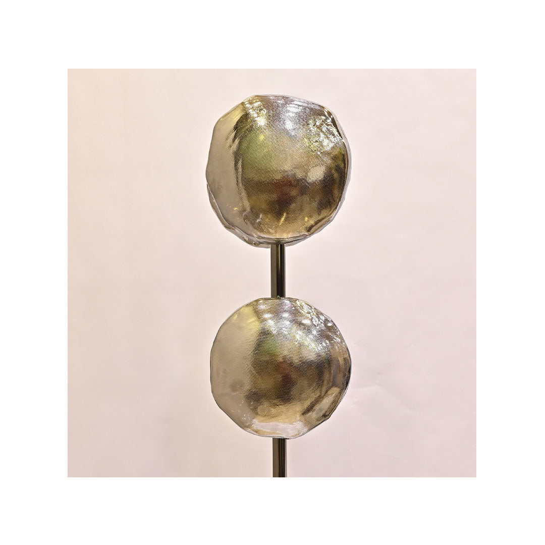 Midnight Halo – Black Crystal Bowl Floor Lamp