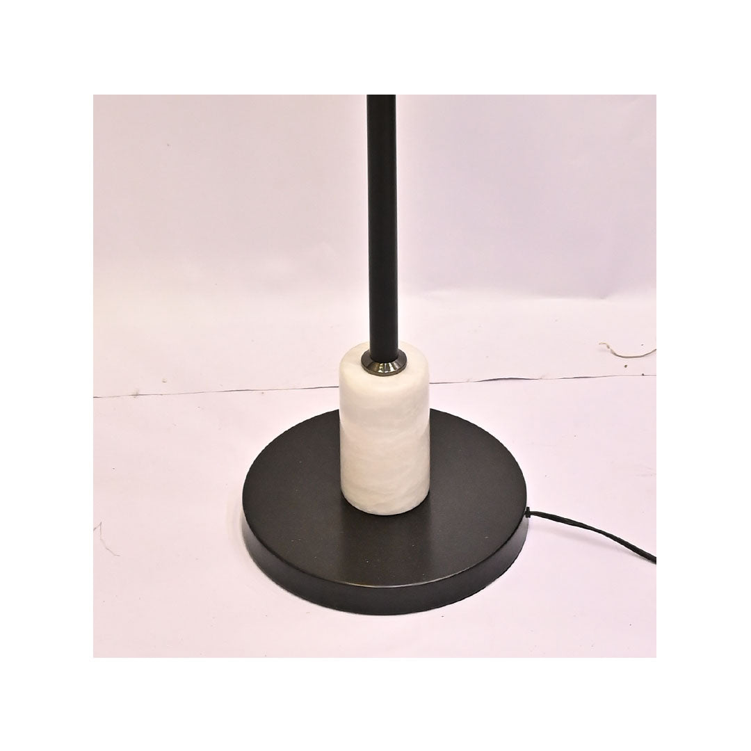 Midnight Halo – Black Crystal Bowl Floor Lamp