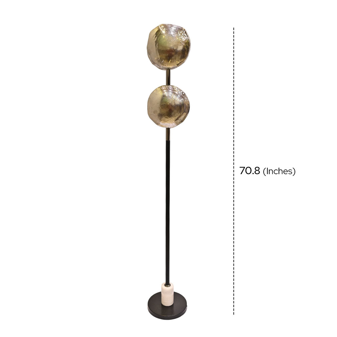 Midnight Halo – Black Crystal Bowl Floor Lamp