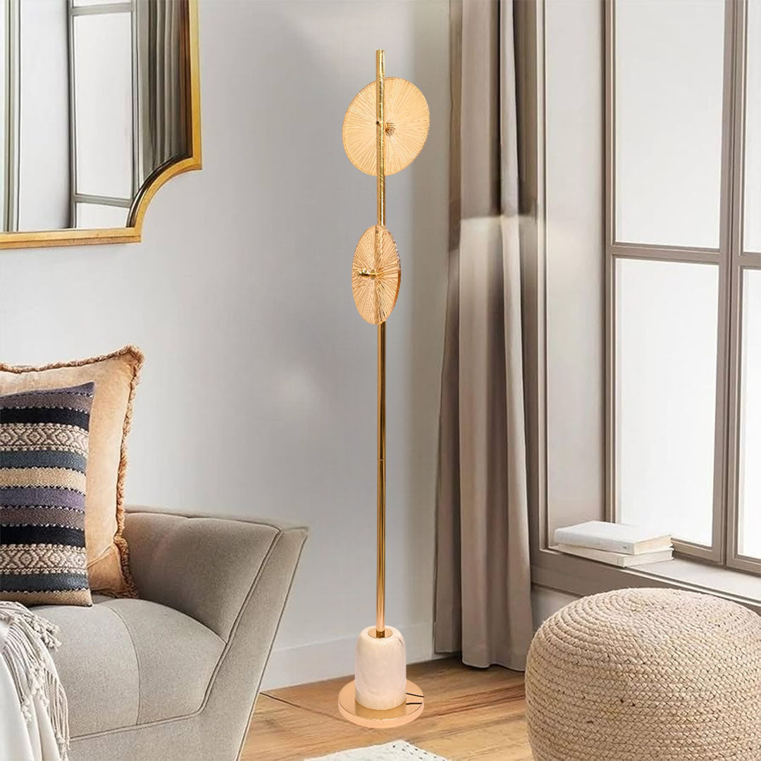 Noir Gleam – Gold  Crystal & Brass Floor Lamp